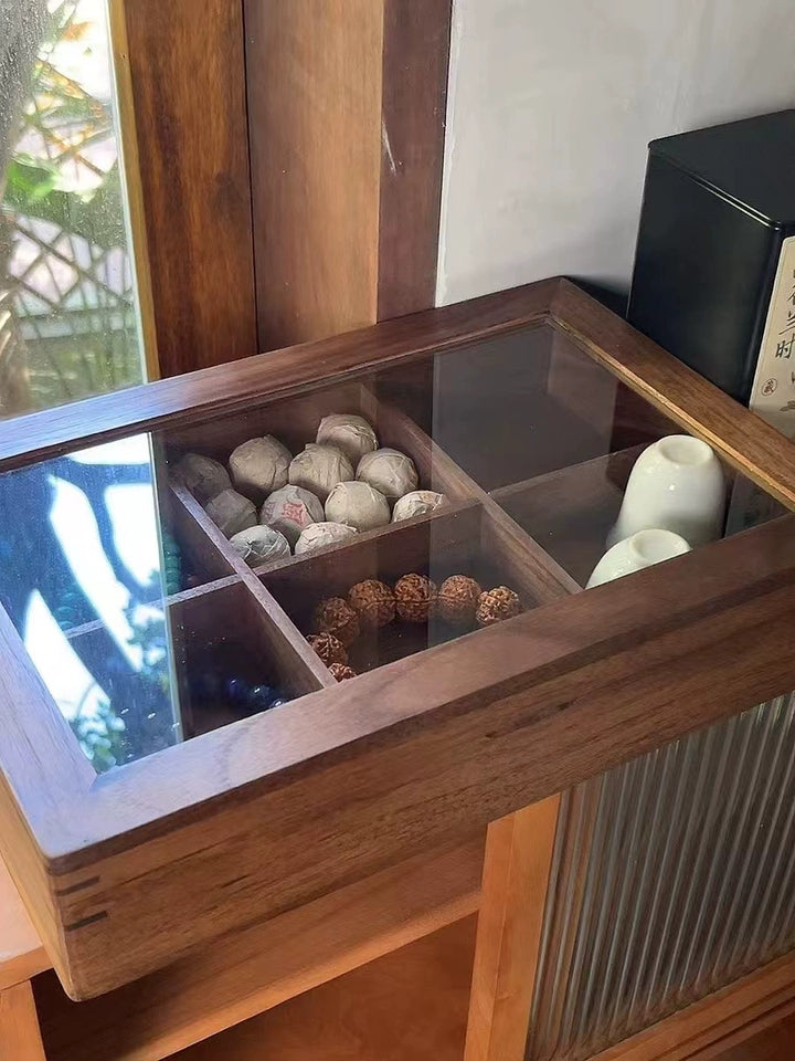 Vintage solid wood crystal bracelet storage jewelry box