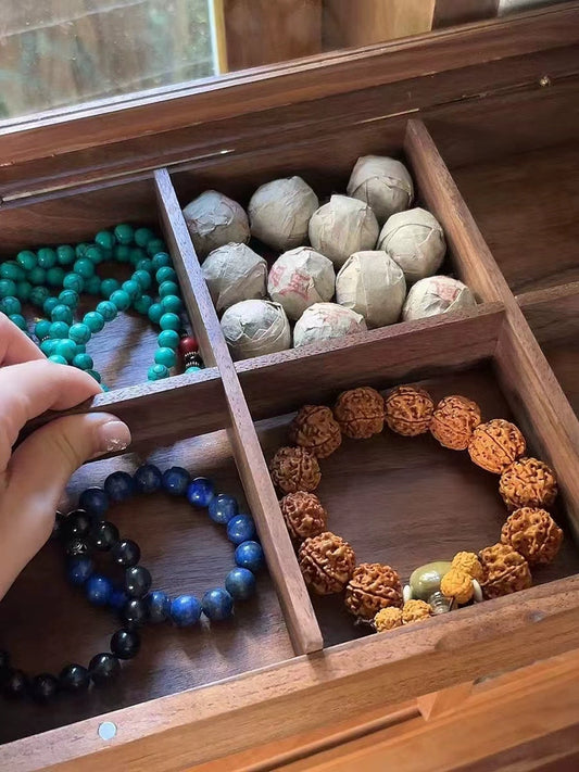 Vintage solid wood crystal bracelet storage jewelry box