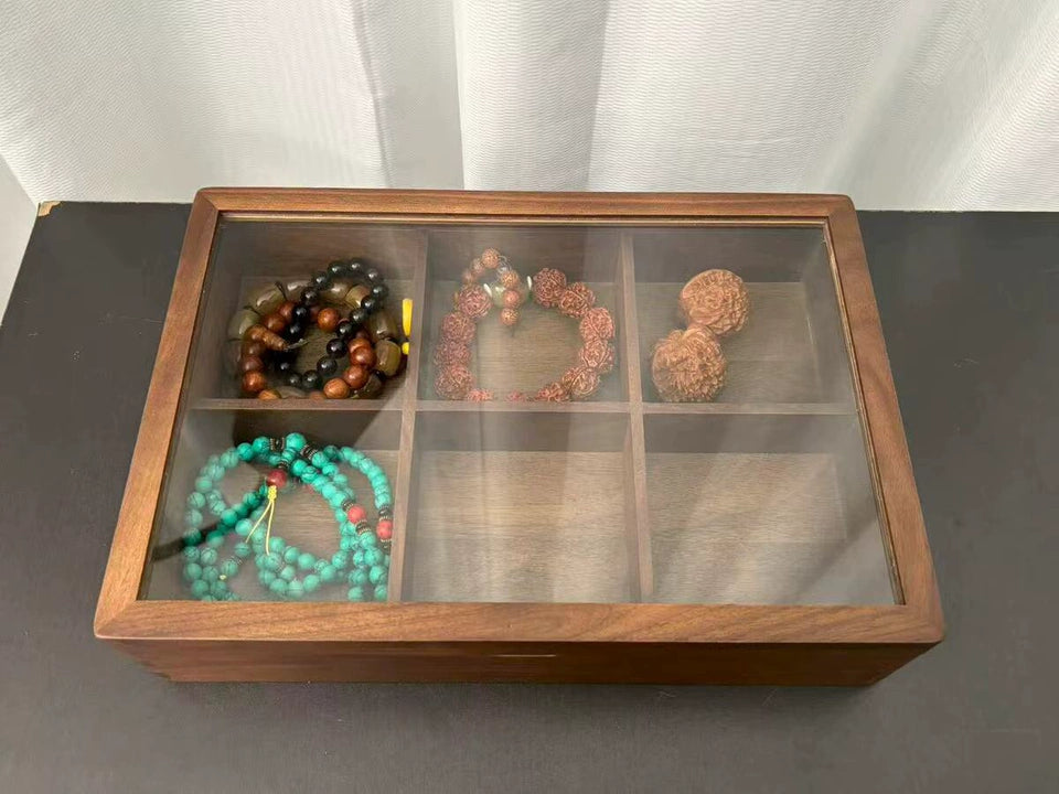 Vintage solid wood crystal bracelet storage jewelry box