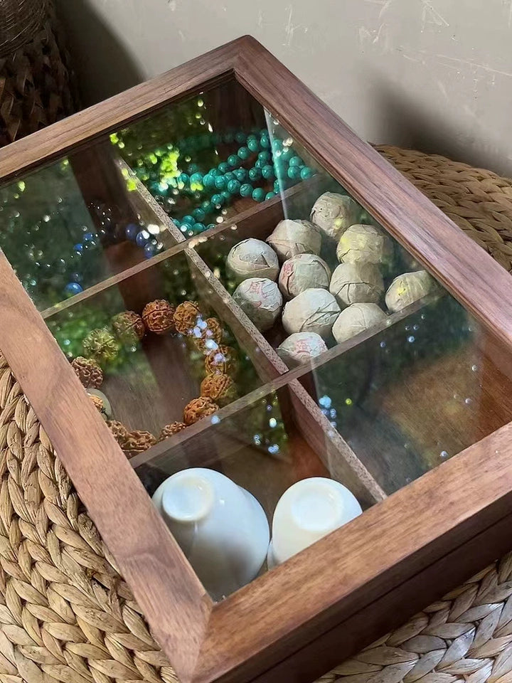 Vintage solid wood crystal bracelet storage jewelry box