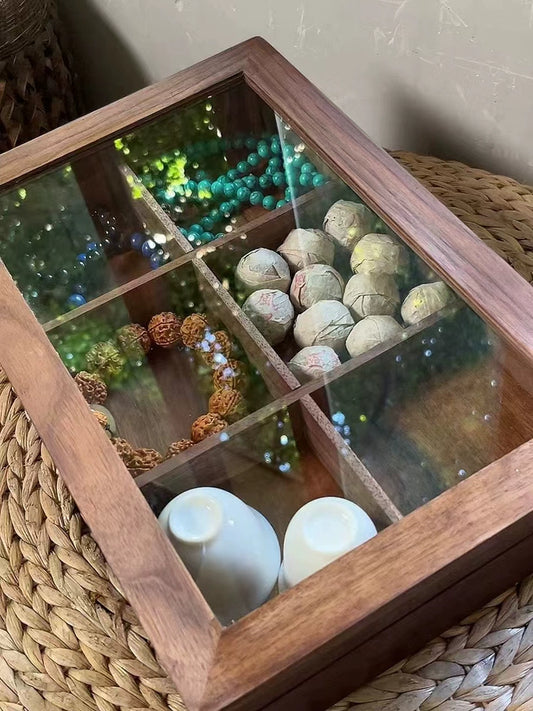 Vintage solid wood crystal bracelet storage jewelry box