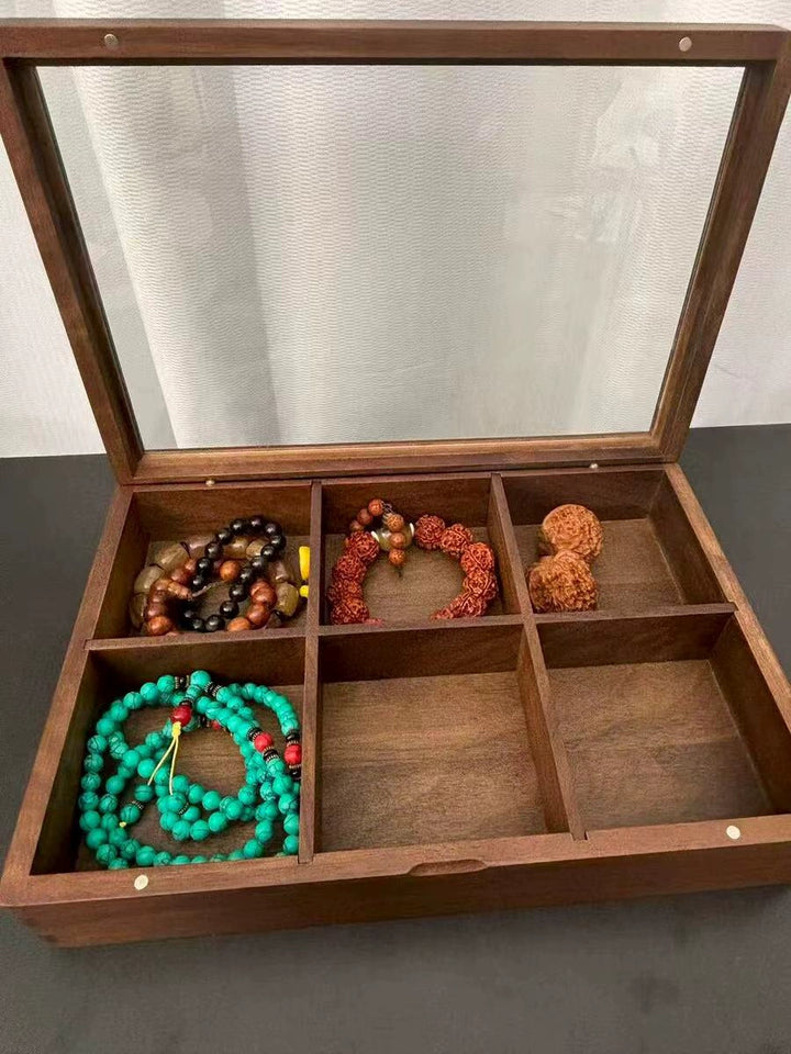 Vintage solid wood crystal bracelet storage jewelry box
