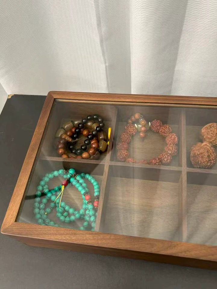 Vintage solid wood crystal bracelet storage jewelry box